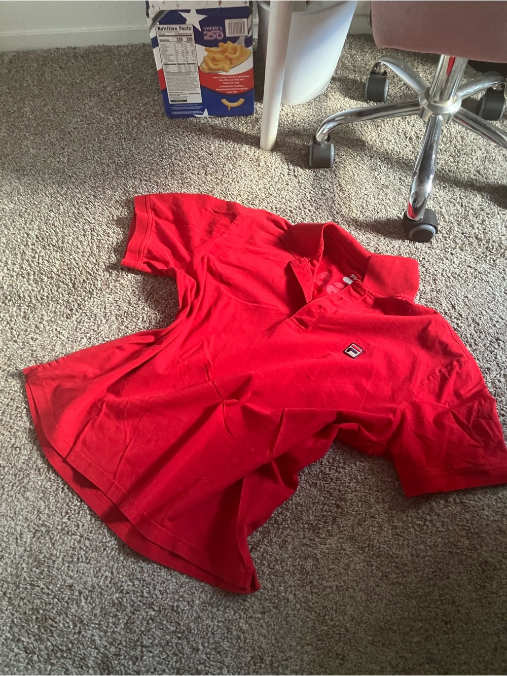 Fila Red Men's Polo Shirt with Small Logo